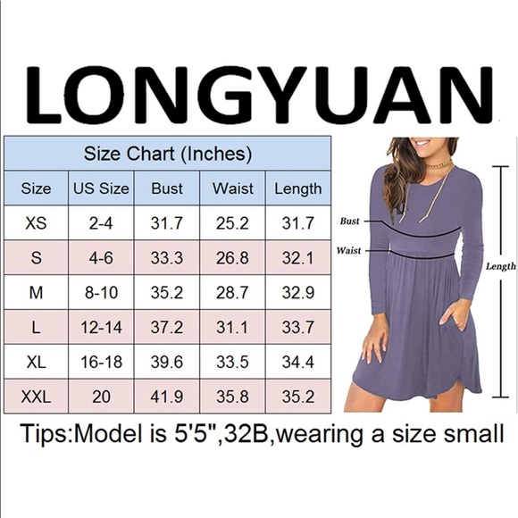 Long Sleeve Casual T Shirt Flowy Swing Dress with Pockets - Picture 11 of 11